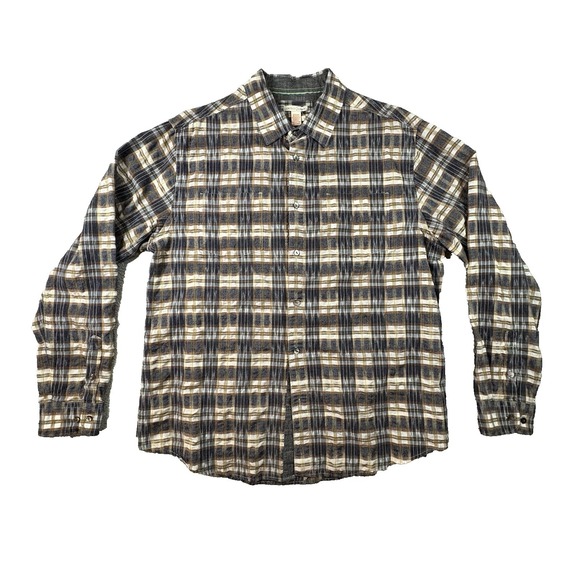 Carbon Other - Carbon2Cobalt Men's L Brown & Blue Plaid Linen Blend LS Button Up SEE DESC